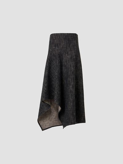 Akris punto Women's Washed Denim Asymmetric Midi Skirt