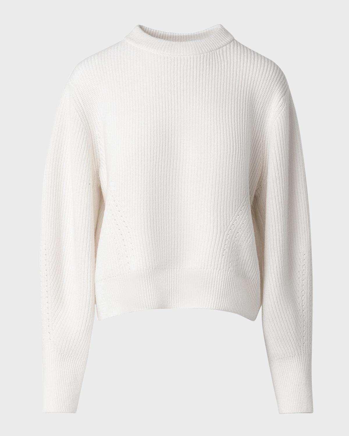 Akris punto Wool-Cashmere Rib Crewneck Sweater