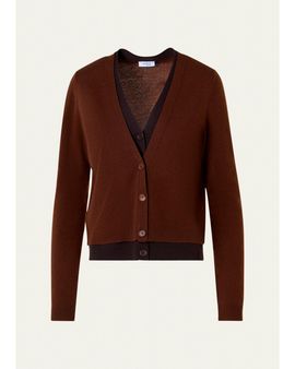 Akris punto Wool-Cashmere V-Neck Cardigan