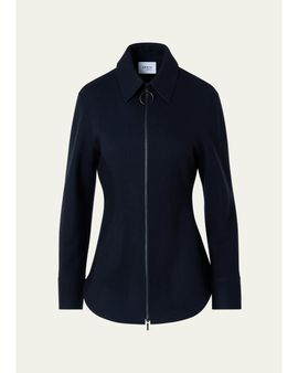 Akris punto Wool-Cashmere Zip-Front Blouse