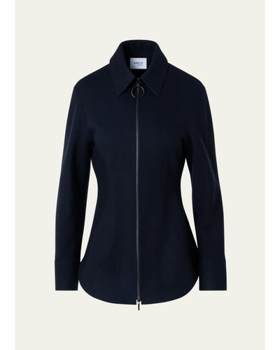Akris punto Wool-Cashmere Zip-Front Blouse