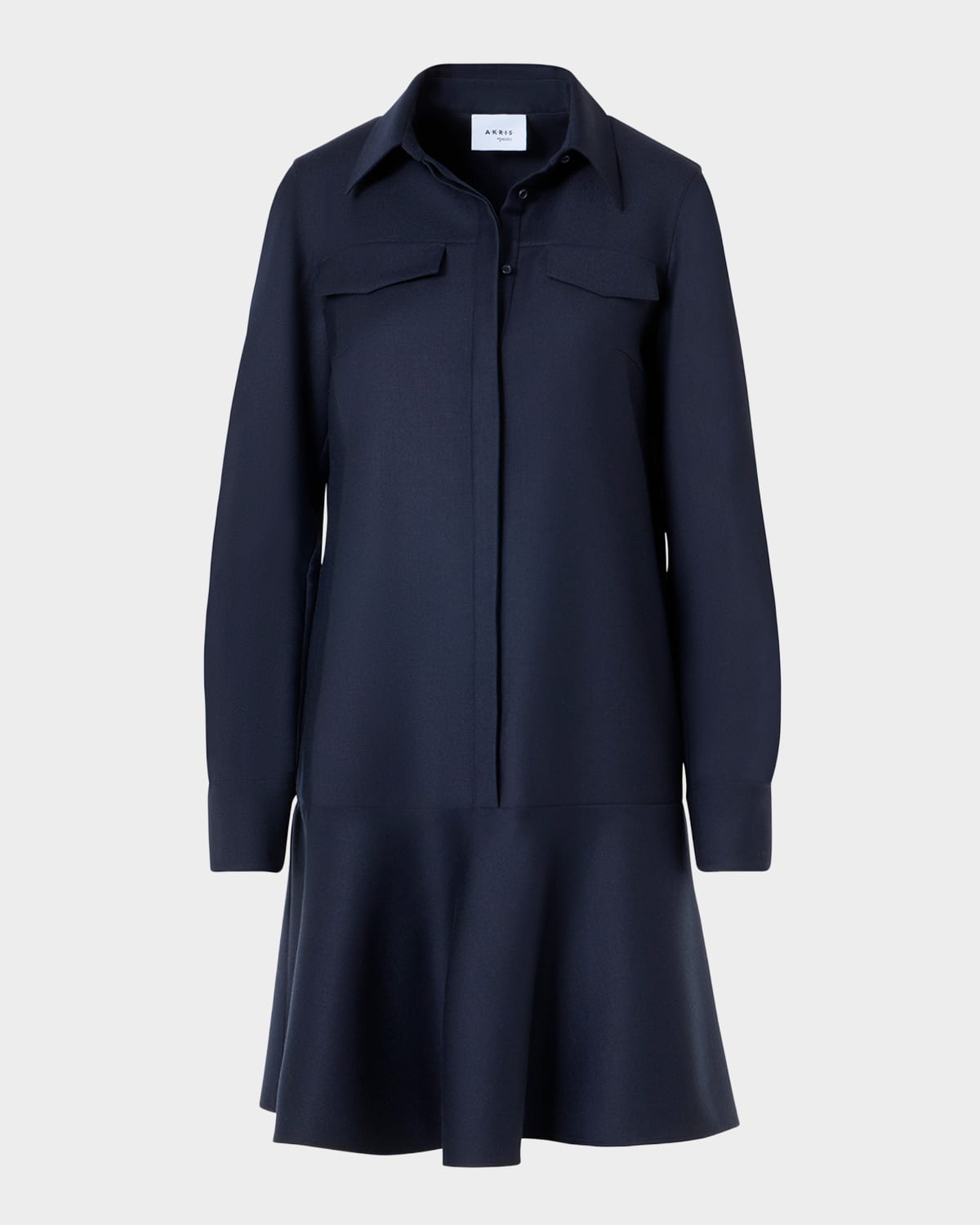 Akris punto Wool Flannel Mini Shirtdress