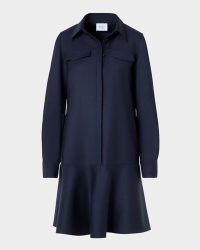 Akris punto Wool Flannel Mini Shirtdress