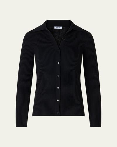 Akris punto Wool Rib-Knit Buttoned Sweater