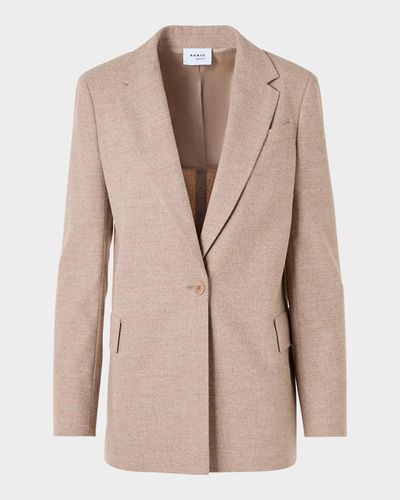 Akris punto Wool Single-Breasted Boyfriend Blazer Jacket