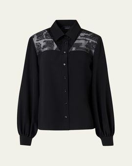 Akris Sequin Embellished Silk Crepe Blouse