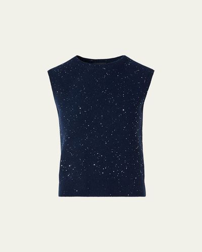 Akris Sequined Wool-Cashmere Sleeveless Sweater