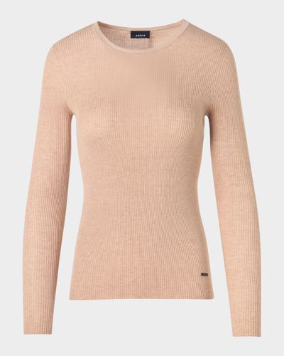 Akris Silk-Cotton Fitted Rib-Knit Sweater