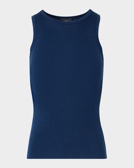 Akris Silk-Cotton Sleeveless Rib-Knit Top