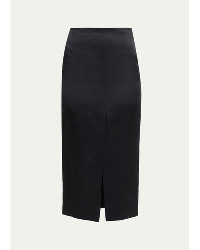 Akris Silk Satin Slit Midi Pencil Skirt