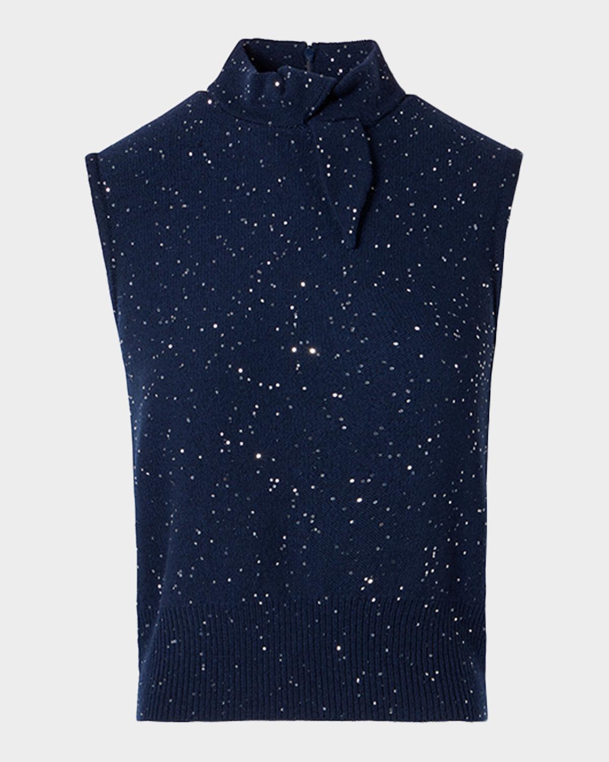 Akris Sleeveless Sequin Wool-Cashmere Sweater