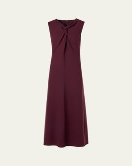 Akris Sleeveless Twisted Knot Wool Double-Face Midi Dress