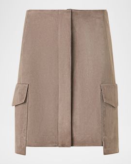 Akris Suede Cargo Pocket Mini Skirt