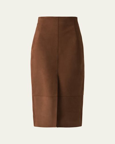 Akris Suede Midi Pencil Skirt