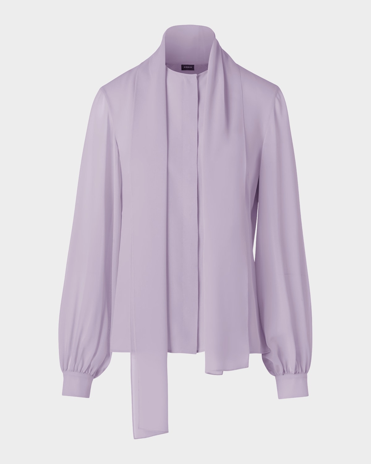 Akris Tie-Neck Silk Georgette Blouse