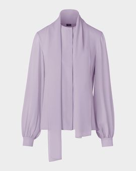 Akris Tie-Neck Silk Georgette Blouse