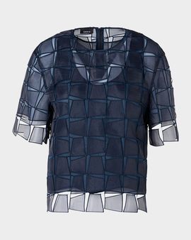 Akris Trapezoid Embroidered Organza Blouse