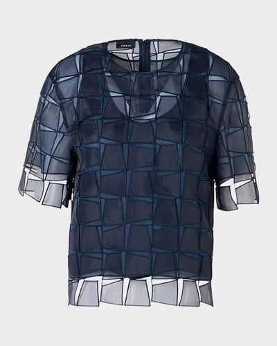 Akris Trapezoid Embroidered Organza Blouse