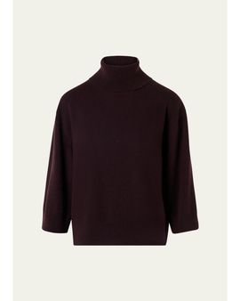 Akris Turtleneck Cashmere 3/4-Sleeve Sweater