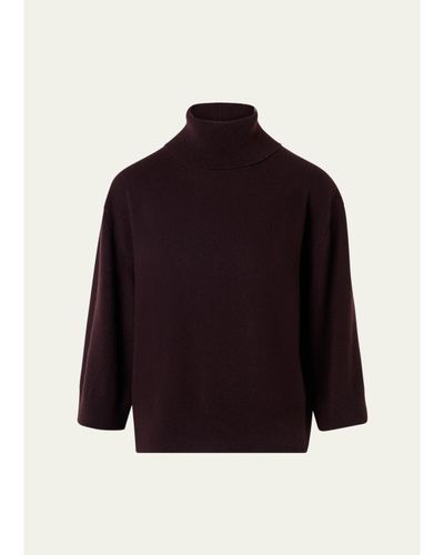 Akris Turtleneck Cashmere 3/4-Sleeve Sweater
