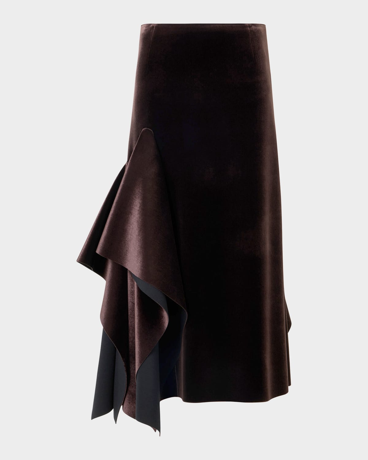 Akris Velvet Neoprene Asymmetric Midi Skirt