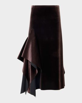Akris Velvet Neoprene Asymmetric Midi Skirt