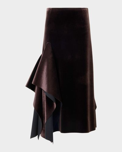 Akris Velvet Neoprene Asymmetric Midi Skirt