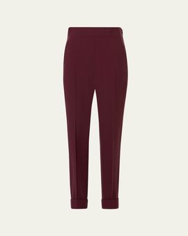 Akris Viscose-Crepe Tapered Leg Ankle Cuffed Pants