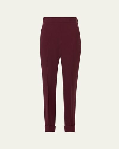 Akris Viscose-Crepe Tapered Leg Ankle Cuffed Pants