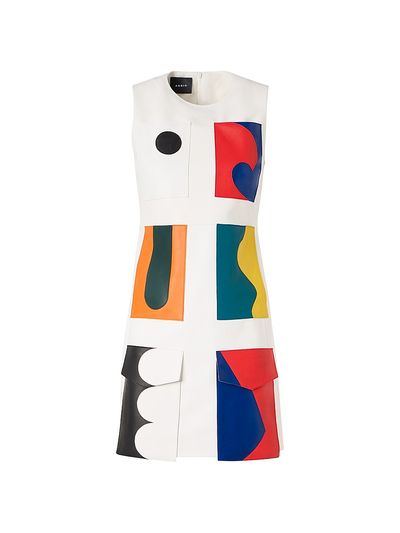 Akris Women's Abstract Leather Sheath Minidress