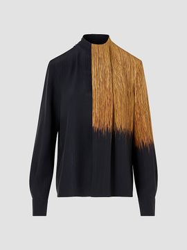 Akris Women's Abstract Print Silk Draped Blouse