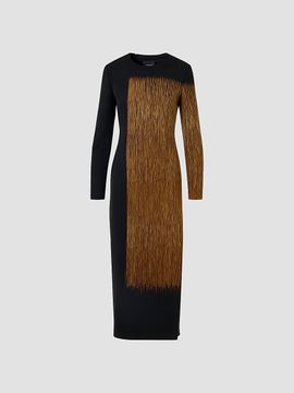 Akris Women's Abstract Print Wool-Blend Crewneck Midi Dress