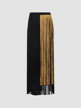 Akris Women's Colorblocked Fringe Midi Pencil Skirt