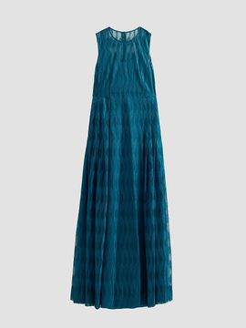 Akris Women's High Plains Embroidered Tulle Sleeveless Pleated Gown