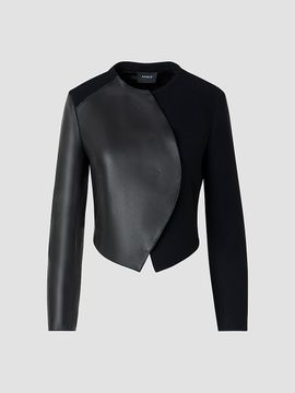 Akris Women's Hynora Leather-Inset Virgin Wool Jacket