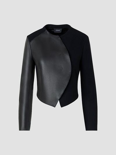 Akris Women's Hynora Leather-Inset Virgin Wool Jacket