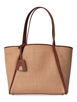 Akris Women's Medium Alex Leather-Trimmed Raffia Tote