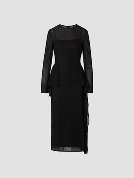 Akris Women's Mesh Draped Crewneck Midi-Dress