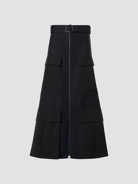 Akris Women's Poplin A-Line Belted Cargo Midi Skirt