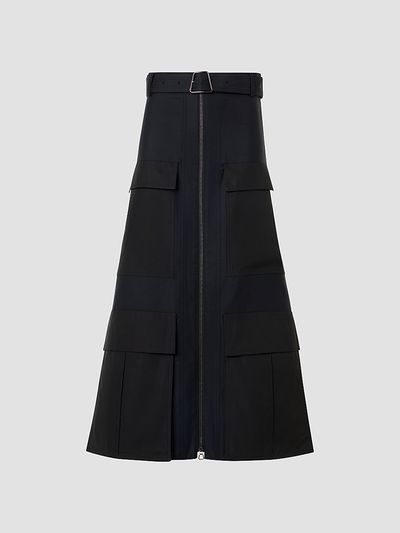Akris Women's Poplin A-Line Belted Cargo Midi Skirt
