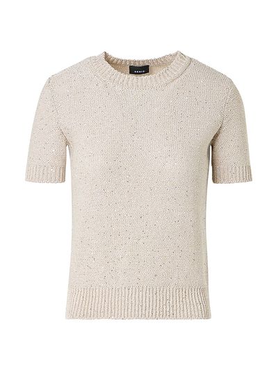 Akris Women's Sequin-Embellished Linen-Blend Knit Top