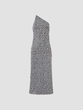 Akris Women's Sequined Cotton-Blend Net One-Shoulder Midi Dress