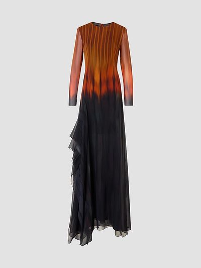 Akris Women's Silk Ombré Asymmetric A-Line Maxi Dress
