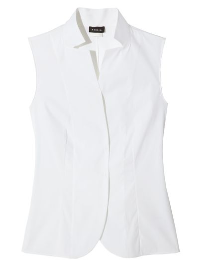 Akris Women's Stretch-Cotton Revers Collar Blouse