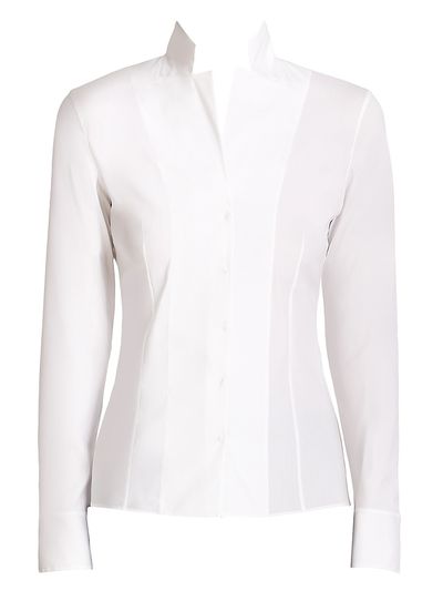 Akris Women's Stretch-Poplin Revers Collar Blouse
