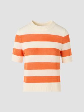 Akris Women's Striped Short-Sleeve Crewneck Sweater