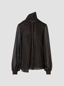 Akris Women's Striped Silk Lamé Scarf Blouse