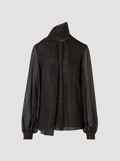 Akris Women's Striped Silk Lamé Scarf Blouse
