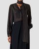 Akris Women's Striped Silk Lamé Scarf Blouse - 4