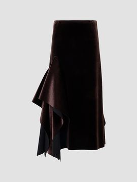 Akris Women's Velvet Neoprene Asymmetric Midi Skirt